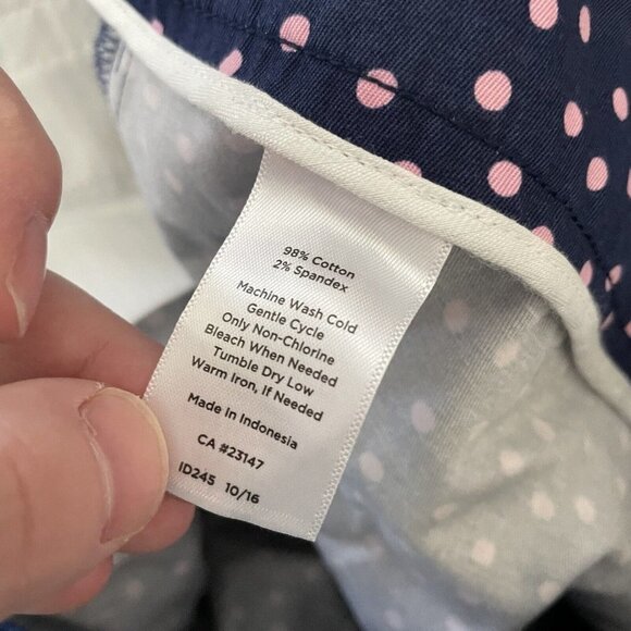 Talbots Women 12 Blue Pink Polka Dot Cotton Preppy Curvy The Perfect Crop Pants - Picture 9 of 9